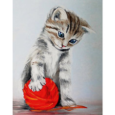 Набор для создания картины из мозаики Цветной "Котенок с красным клубком"