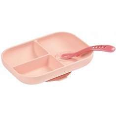 Набор посуды Beaba Set Repas Silicone Avec Ventouse, розовый BÉaba