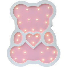 Светильник настенный Ночной лучик "Мишка с сердцем", розовый