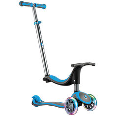 Трехколесный самокат Globber My Free 4 In 1 Titanium Lights, голубой