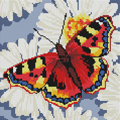 Алмазная мозаика Белоснежка Бабочка на ромашках, 30х30 см
