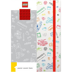 Книга для записей (96 листов, линейка) с резинкой LEGO, цвет: красный, белый