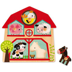 Пазл-вкладыш Janod "Ферма" музыкальный, 5 элементов