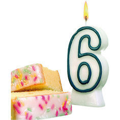 Свеча-цифра для торта Susy Card "6" 8,5 см, синяя