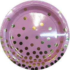 Тарелки Феникс-Презент Розовые с золотыми кружочками, 23 см, 6 шт.
