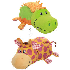 Мягкая игрушка-вывернушка 1toy "Ням-Ням" Крокодильчик с ароматом яблочного пирожка-Жираф с ароматом Арахисовой