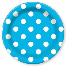 Тарелки Патибум "Горошек голубой" 23 см. ламинированные, 6 шт.