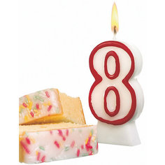 Свеча-цифра для торта Susy Card "8" 8,5 см, красная