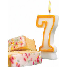 Свеча-цифра для торта Susy Card "7" 8,5 см, жёлтая