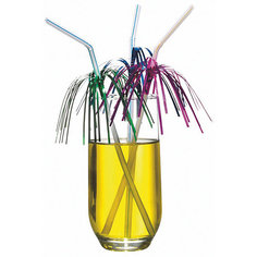 Трубочки для коктейля Susy Card "Дождь" 10 шт, разноцветные с фольгой