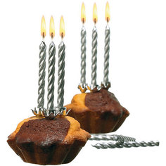 Свечи для торта, 10 шт, 10 подсвечн., серебро, парафин Susy Card