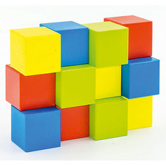 Набор Alatoys "Кубики" деревянный окрашенный, 12 шт. в наборе, 4 цвета