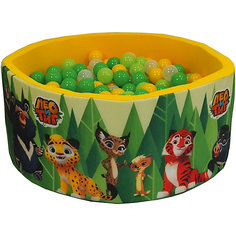 Сухой бассейн Hotenok "Лео и Тиг", желтый с зелеными деревьями 40 см, 200 шариков