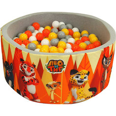 Сухой бассейн Hotenok "Лео и Тиг", серый с оранжевыми деревьями, 40 см, 200 шариков