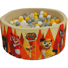 Сухой бассейн Hotenok "Лео и Тиг", бежевый с оранжевыми деревьями, 40 см, 200 шариков