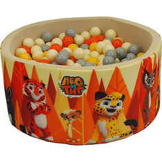 Сухой бассейн Hotenok "Лео и Тиг", бежевый с оранжевыми деревьями, 40 см, 200 шариков