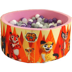 Сухой бассейн Hotenok "Лео и Тиг", розовый с оранжевыми деревьями, 40 см, 200 шариков