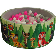 Сухой бассейн Hotenok "Лео и Тиг", серый с зелеными деревьями, 40 см, 200 шариков