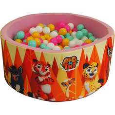 Сухой бассейн Hotenok "Лео и Тиг", розовый с оранжевыми деревьями, 40 см, 200 шариков