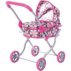 Коляска для кукол Buggy Boom, коричнево-розовая в цветочек