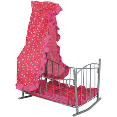 Кроватка для кукол Buggy Boom Loona с балдахином, розовая/коралл