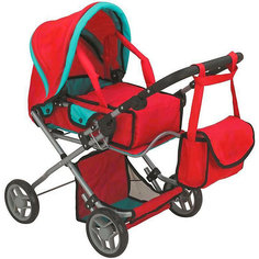 Коляска для кукол Buggy Boom Infinia трансформер, красно-бирюзовая