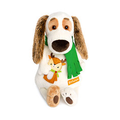Мягкая игрушка Budi Basa Собака Бартоломей в шарфе и с оленем, 27 см