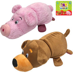 Мягкая игрушка-вывернушка 1toy Собака-Свинья, 35 см
