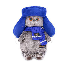 Мягкая игрушка Budi Basa Кот Басик в меховой шапке, 19 см