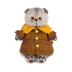 Мягкая игрушка Budi Basa Кот Басик в пальто с желтым меховым воротником, 22 см