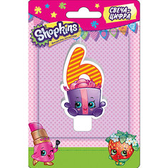 Свеча-цифра 6, 8 см, Shopkins Росмэн