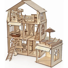 Сборная модель ХэппиДом Коттедж с пристройкой и мебелью Premium