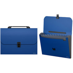 Пластиковый портфель Erich Krause Classic с 12 отделениями, A4, синий