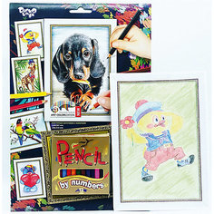 Набор для творчества Danko Toys Раскраска карандашами по номерам Собачка