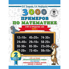 Развивающая книга "3000 примеров по математике" Счёт в пределах 100. Часть 1, 3000 примеров для начальной школы, 2 кла