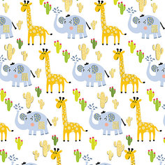 Упаковочная бумага Феникс-Презент "Жираф и слон"