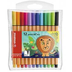 Набор капиллярных ручек Stabilo "Point mini funnimals", 12 цветов