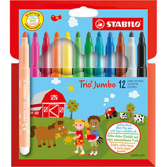 Фломастеры Stabilo "Trio jumbo" 12 цветов, утолщённые