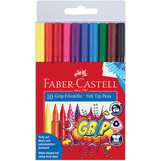 Фломастеры Faber-Castell Grip, 10 цветов, смываемые