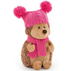 Мягкая игрушка Orange Life Ежинка Колючка в шапке с двумя помпонами, 26 см