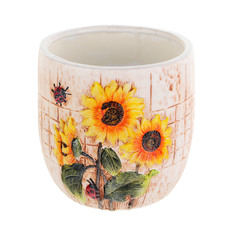 Горшок цветочный с поддоном Dehua ceramic подсолнух, 12x12x11см