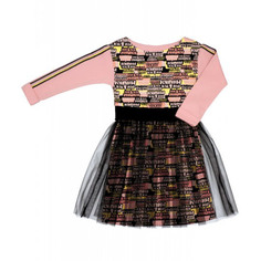 Платье Lucky Child-МИШКИ с маленькой юбкой черно-розовое