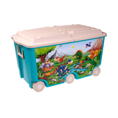 Ящик Пластишка для игрушек на колесах голубой 66,5 л