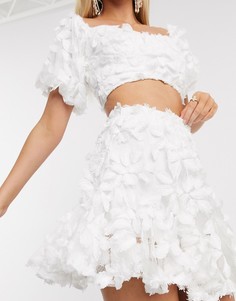 Кружевная юбка с 3d-аппликацией от комплекта Love Triangle-Белый