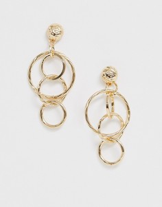 Золотистые серьги-кольца со звеньями Ashiana-Золотой