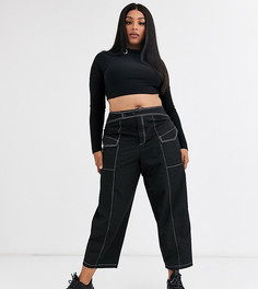 Брюки с контрастными строчками ASOS DESIGN Curve-Черный