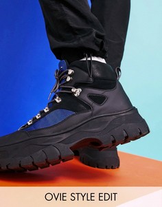 Черные походные ботинки из искусственной кожи ASOS DESIGN-Серый