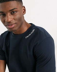 Темно-синяя футболка с логотипом Calvin Klein-Черный