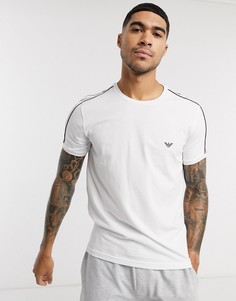 Белая футболка для дома с логотипом и фирменной тесьмой Emporio Armani Loungewear-Белый
