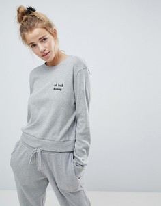 Свитшот с вышитой надписью "UH HUH HONEY" ASOS LOUNGE-Серый